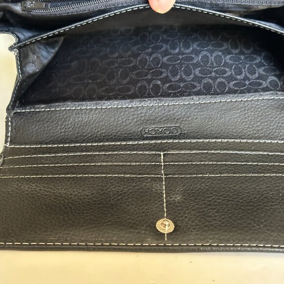 Coach Black Signature Trifold Billfold Wallet - 71/4" x 3 3/4" - Picture 5 of 6